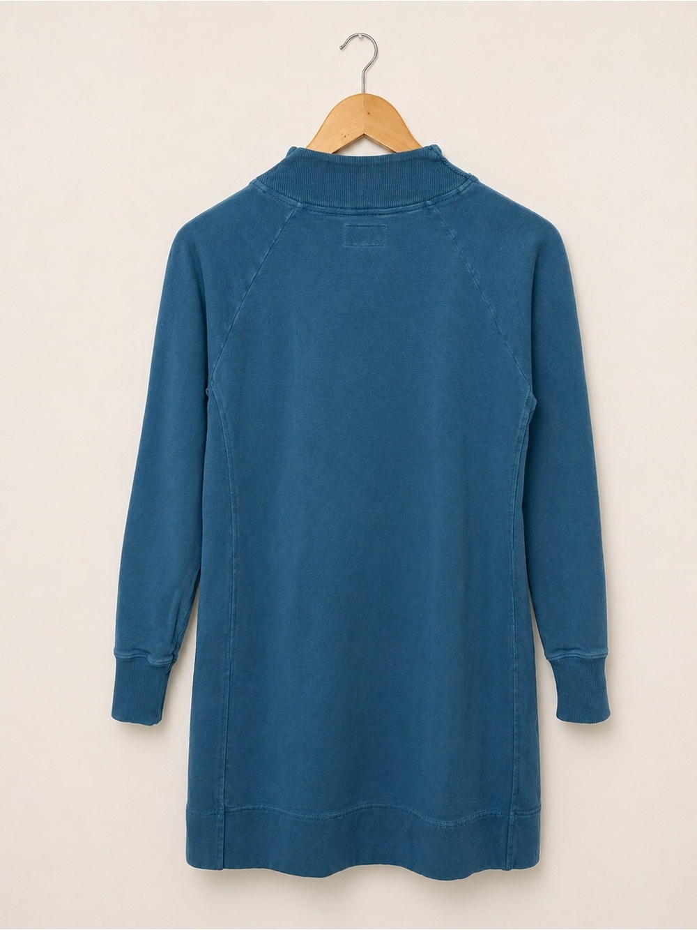 American Giant Womens Large Quarter Zip Tunic Sweatshirt Blue Cotton Pullover - Picture 2 of 4